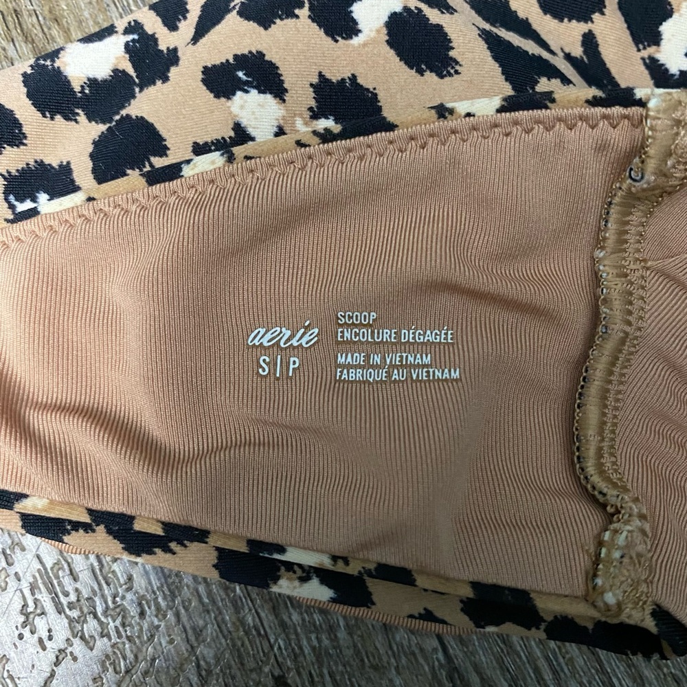 Aerie Women's Leopard Scoop Bikini Top (s) and High-Waisted Cheeky Bottom (xs) - Picture 4 of 6
